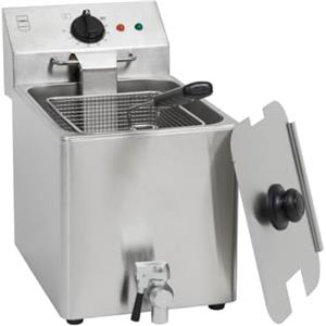 METRO Professional Friggitrice Elettrica GDF3008, Acciaio Inox, 8L, 3250W, Riscaldamento Rapido, con Coperchio, Pannello Comandi Estraibile, Termostato di Sicurezza, Zona Fredda