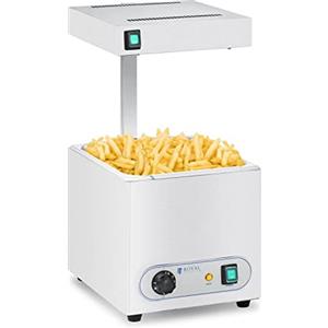 Royal Catering Scaldavivande per Patate Fritte Scaldapatate con Lampada Termica Scalda Patatine RCWG-1500 (350 W / 500 W, Intervallo di temperatura 30-90 °C, Termostato Acciaio Inox, GN 1/2)