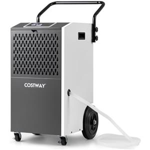 COSTWAY Deumidificatore Casa, Deumidificatore Elettrico con Tubo di Scarico e Timer, Portatile con Ruote per Cantina, Magazzino, Fabbrica e Grandi Spazi fino a 695 m³ (Bianco)