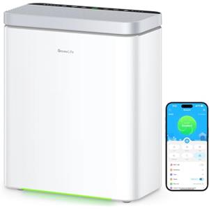 GoveeLife Purificatore d'aria intelligente GoveeLife per stanze grandi, copre fino a 318 m², monitor PM2.5, purificatore d'aria con filtro 3 in 1 con app e controllo Alexa per peli di animali, odori