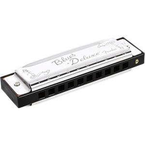 Fender Blues Deluxe Armonica, Tonalità Re Maggiore, 10 Fori, Arpa in Nichel-Cromo, Custodia Inclusa, per Principianti e Professionisti, Armonica, Armonica Cromatica, Strumento Musicale