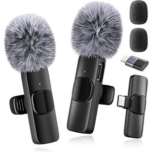 voijump Mini Mic Pro - Micrófono inalámbrico para iPhone, iPad y Android (Paquete de 2) - Micrófono de Solapa con USB-C para grabación de Video, entrevistas, podcasts, Vlogs, ASMR, TikTok y Youtube