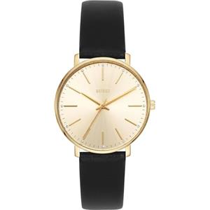 BUREI Orologio da donna, moda minimalista, analogico, in pelle, al quarzo, impermeabile, Oro nero, cinghia