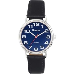 Ravel - orologio con cinturino donna di facile lettura con grandi numeri - Quarzo Analogico - R0105.52.2- Quadrante Blu Sunray/Color Argento/Nero