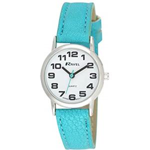 Ravel - orologio con cinturino donna di facile lettura con grandi numeri - Quadrante bianco/argento tono/blu