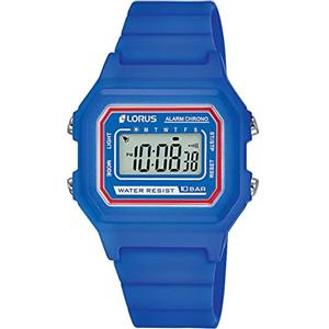 Lorus bambini - Cronografo in acciaio inossidabile e plastica con cinturino in silicone, Blu - R2319NX9