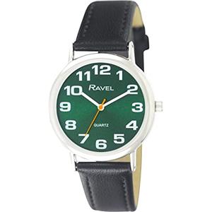 Ravel - orologio con cinturino unisex di facile lettura con grandi numeri - Quadrante verde/argento tono/nero