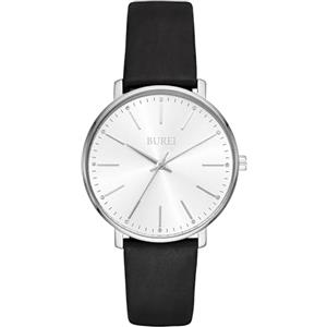 BUREI Orologi da donna moda minimalista analogico in pelle al quarzo impermeabile orologi per le donne, argento, cinghia