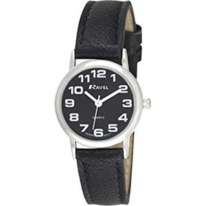 Ravel - orologio con cinturino donna di facile lettura con grandi numeri - Quadrante nero/argento tono/nero