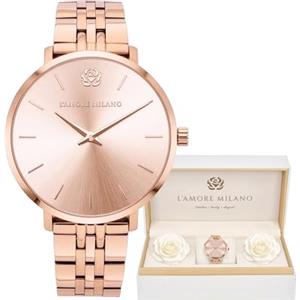 L'AMORE MILANO - Orologio donna Regalo di Natale, Compleanno, San Valentino, fidanzata, mamma - 36mm Orologio in scatola regalo - regali per lei - Orologio oro rosa, argento, oro