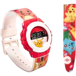 My sweety pop Orologio digitale per bambini, scuola materna, asilo - festa - idea regalo - cinturino regolabile, Pokemon - Rosso, Bambini