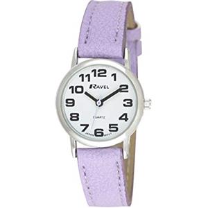 Ravel - orologio con cinturino donna di facile lettura con grandi numeri - Quadrante bianco/argento tono/violet