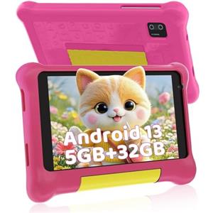 Vekoy Tablet bambini 7 pollici Android Tablet educativo per bambini con schermo HD 5 GB RAM + 32 GB ROM (TF 128 GB) Controllo Parentale WiFi, Bluetooth Regalo Ragazza Ragazzo con Custodia Antiurto