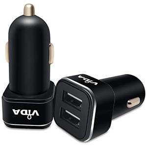 Vida IT Caricabatteria da auto USB a 2 porte per Samsung Galaxy A20e A21s A71 S7 S8 S9 S10 Telefono cellulare Tablet PC Porte doppie Ingresso 12-24 V con cavo di ricarica 3 in 1