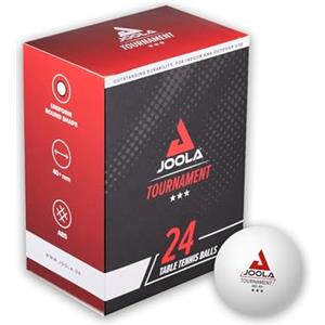 JOOLA Palle da ping pong Tournament selezionate 40 mm di diametro, 3 stelle di alta qualità, compatibili per interni ed esterni, colore bianco, 24 pezzi