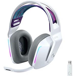 Logitech G733 LIGHTSPEED Cuffia Wireless con Microfono Gaming con Fascia per la Testa a Sospensione, LIGHTSYNC RGB, Tecnologia Microfono Blue VO!CE, Driver Audio Pro-G, Leggera - Bianco