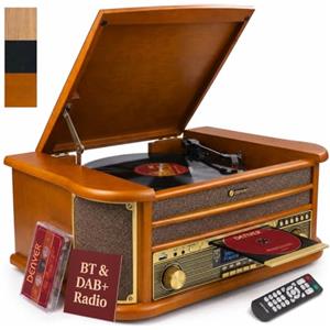 Denver 9 in 1 Retro Vintage DAB+ Bluetooth Radio con Giradischi, Cassette e CD - MRD-51BT MK2
