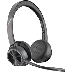PLT Poly Voyager 4320 UC, Cuffia Senza Filo, Connessione Bluetooth 5.1 e Dongle USB-C BT700, Cancellazione del Rumore, Cuscinetti in Similpelle, Autonomia 24 Ore, Compatibile con Windows 10 e macOS, Nero