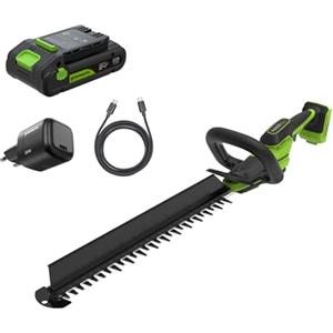 Greenworks Tagliasiepi a batteria 24V 56 cm con batteria inclusa, motore brushless, lama doppia azione 28 mm, Hedge Sweeper, caricabatterie HT2202A1