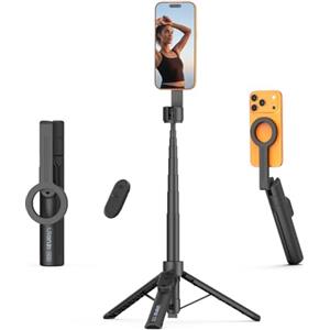 ULANZI SK26 Treppiede magnetico 113 cm per selfie stick magnete 15 N, Magpod iphone, Apertura con un clic, Mini tripod estraibile, inclinabile a 200°, telecomando 10 m, Compatibile con iPhone 17-12