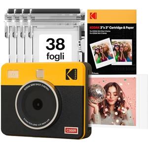 KODAK Mini Shot 3 Retro Fotocamera Digitale Istantanea & Stampante Fotografica 2-in-1 7,6 x 7,6 cm, 38 Fogli, Fotocamera Portatile con Stampa, Stampante per iOS & Android, Sublimazione 4PASS, Bianca