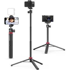 ULANZI MT-44 Treppiede Smartphone 147 cm, 2 in 1 Bastone Selfie con Telecomando, Treppiede Fotocamera con Testa a Sfera 360° e Cold Shoe, Compatto Selfie Stick per Samsung Sony Canon Nikon iPhone 17