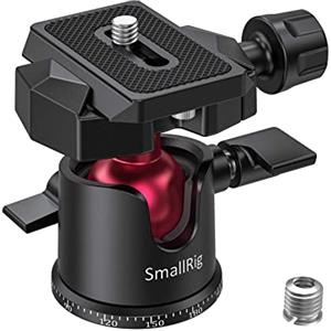 SMALLRIG Testa per Treppiede con Testa a Sfera Panoramica Ruotabile di 360°, Testa per Treppiede con Piastra a Sgancio Rapido Vite da 1/4'' per Treppiede, Monopiede, Fotocamere, DSLR 2665