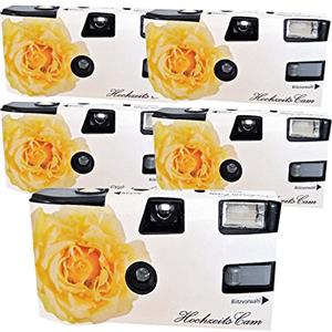 PHOTO PORST 5 x PHOTO PORST matrimonio camera/fotocamera usa e getta"crema/Rose (con Flash e batterie, da 27 foto, ISO 400 Fuji)