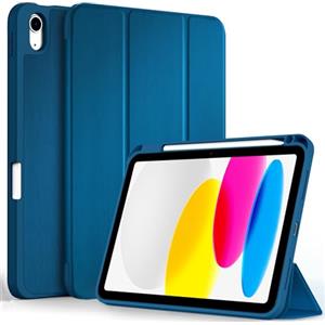 CACOE Custodia Cover Compatibile con iPad 11a Generazione (A16) 11" (2025) / iPad 10a Generazione 10.9" (2022) (A2757/A2777), Ultra Sottile Retro Cover con Portapenne,Blu Pavone