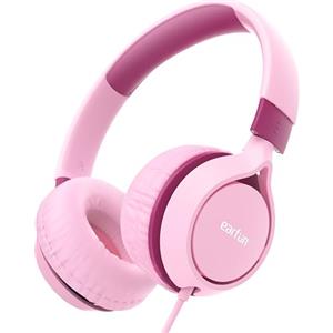 EarFun S1 Cuffie Bambini, Prise 3,5 mm, Limitatore di Volume 85 dB, Jack 3,5 mm, Archetto Regolabile, Cuffie Pieghevoli, Leggere e Portatili, per Scuola/Viaggio/Tablet/Lezione Online, Rosa