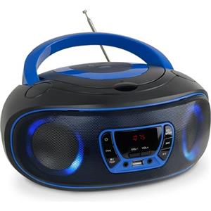 Denver Radio Bluetooth Casa Stereo Portatile con Lettore CD Audio USB MP3 Boombox Radio FM Portatile Lettore CD Stereo con Casse Integrate per Bambini e Casa Compatto - Denver TCL-212BTBU