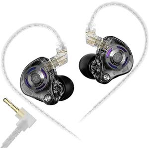Linsoul KZ Gale In Ear Mnitor,IEM con Driver Dinamico Super Lineare,Cuffie da Gioco con Bassi Ultra Reattivi e Cavo a 2pin Incassato Placcato Argento Rimovibile per Audiofili (Nero,Sin Mic)