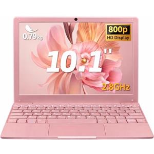 LONGEVINCE Mini Laptop 10 Pollici, Celeron N4000, Display HD, WiFi Dual Band, Bluetooth 5.0, 2×USB 3.0, Type-C, Mini HDMI, Webcam, Win 11 Pro, Tastiera Italiana, 0,79 kg (Oro Rosa,8GB DDR4, 128GB SSD)
