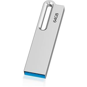 KOOTION Chiavetta USB 64GB, USB 3.0 Pennetta USB Piccolo e Leggero Pendrive 64GB Metallo Argento Chiavetta USB per Foto Para Ordenador/TV/Coche/Player, ect (64 GB 3.0, argento)