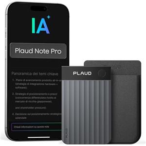 Plaud Note Pro Registratore Vocale AI 64GB con Trascrizione e Riassunti per Chiamate Riunioni Lezioni Interviste fino a 50 ore, Plaud Intelligence, Team Plan, Case Included, Nero