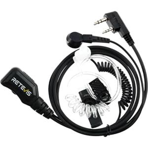 Retevis Walkie Talkie Auricolare, Cuffia di Sicurezza a 2 Pin, Auricolari PTT con tubo acustico Compatibile con Kenwood Radio Bidirezionale RT24 RT27 RT622 (1pcs)