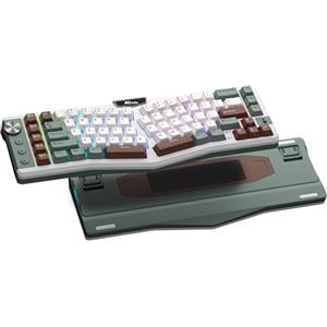 RK ROYAL KLUDGE A72 Alice Ergonomica Tastiera Meccanica Wireless con Manopola/Tasti Macro/Targhetta Tattile, Tastiera 68% 72-Tasti con Guarnizione Tri-Modale BT/2.4G/USB-C, Hot Swap, Software Win/Mac