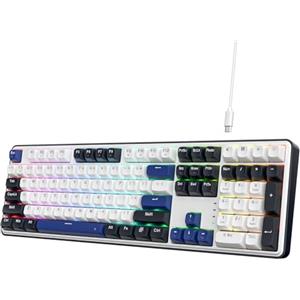 Redragon Tastiera da gioco RGB con guarnizione cablata K689, 104 tasti + 4 tasti di scelta rapida extra tastiera meccanica con presa sostituibile a caldo aggiornata, smorzamento del rumore a 5 strati,