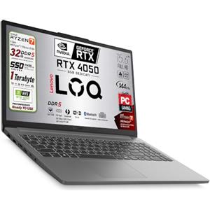 Lenovo Notebook Gaming Amd Ryzen 7 170, fino a 4,75Ghz RAM DDR5 32Gb GeForce RTX 4050 6GB, SSD 1Tb, IPS DISPLAY 15,6" sRGB 100%, 144Hz, G-SYNC, Tastiera Qwerty Italiana, Ready to use