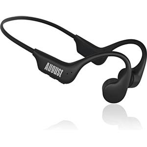 August EP400 Cuffie Conduzione Ossea Bluetooth e MP3 Openear con Memoria, Bone conduction con microfono, IP68 Impermeabili Multipoint per Running Sport Waterproof Wireless Bici Ciclismo - Nero