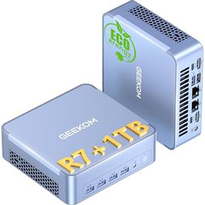 GEEKOM Mini PC AX8 Max con AMD Ryzen 7 8745HS,1TB SSD,16GB DDR5 RAM,AMD Radeon 780M | Porte LAN 2,5 Gbps | Windows 11 Pro| Quad-Display fino a 8K | 2 x USB4 per Gaming, Creatività, Ufficio e Domestico