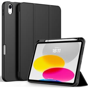 CACOE Custodia Cover Compatibile con iPad 11a Generazione (A16) 11" (2025) / iPad 10a Generazione 10.9" (2022) (A2757/A2777), Ultra Sottile Retro Cover con Portapenne,Nero