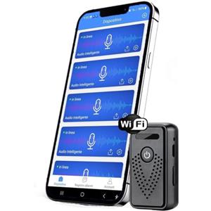 GiDaCom Registratore Vocale Digitale Professionale con Controllo Remoto via Wi-Fi e Trasferimento File a Distanza su smartphone (King Guard F1)