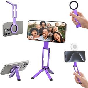 ULANZI MA60 Treppiede magnetico per telefono, Mini treppiede smartphone in alluminio con magnete bifacciale 14N, Porta telefono scrivania, Compatibile con iPhone 17,16,15,14,13,12 Samsung Xiaomi
