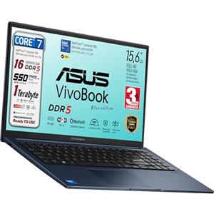 ASUS Notebok Vivobook, Intel Core 7 150u 10Core, DDR5 Ram 16Gb, SSD Pci Nvme da 1 Tb, WI-FI 6, Webcam, Usb3.2, Hdmi, Bt5.3, tastiera qwerty, Garanzia 3 anni, Blue Edition, Preconfigurato