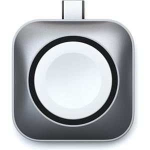 SATECHI Caricatore Wireless Magnetico USB C 5W per Apple Watch Ultra 3 2 1, Series 11 e precedenti e AirPods, Compatto in Alluminio, Base di Ricarica Wireless Certificata MFi - Cavo non incluso