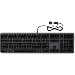 Satechi Tastiera con Cavo Slim LX3 ???????????????????????? ????????, Formato Completo con Tastierino Numerico, USB-C, Tasto per Cambio Sistema Operativo, per Mac, Windows e Android - Nero Siderale