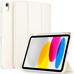 CACOE Custodia Cover Compatibile con iPad 11a Generazione (A16) 11" (2025) / iPad 10a Generazione 10.9" (2022) (A2757/A2777), Ultra Sottile Retro Cover con Portapenne,Bianco Crema