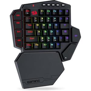 Redragon K585 DITI Tastiera Meccanica Wireless a Una Mano, 42 Tasti 2.4GHz RGB 40%, 7 Tasti Macro Integrati, Poggiapolsi Rimovibile, US Layout