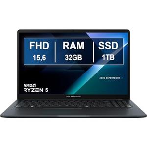 ASUS Notebook ExpertBook 15,6" AMD Ryzen 5 R5-150 14ª Gen fino a 5GHz, 32GB RAM DDR5, 1TB SSD, Win11 Pro, Tastiera Retroilluminata, QWERTY, Fingerprint